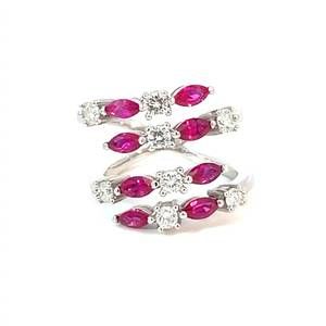 NEW NORMANI women's marquise diamond bypass ring in ruby